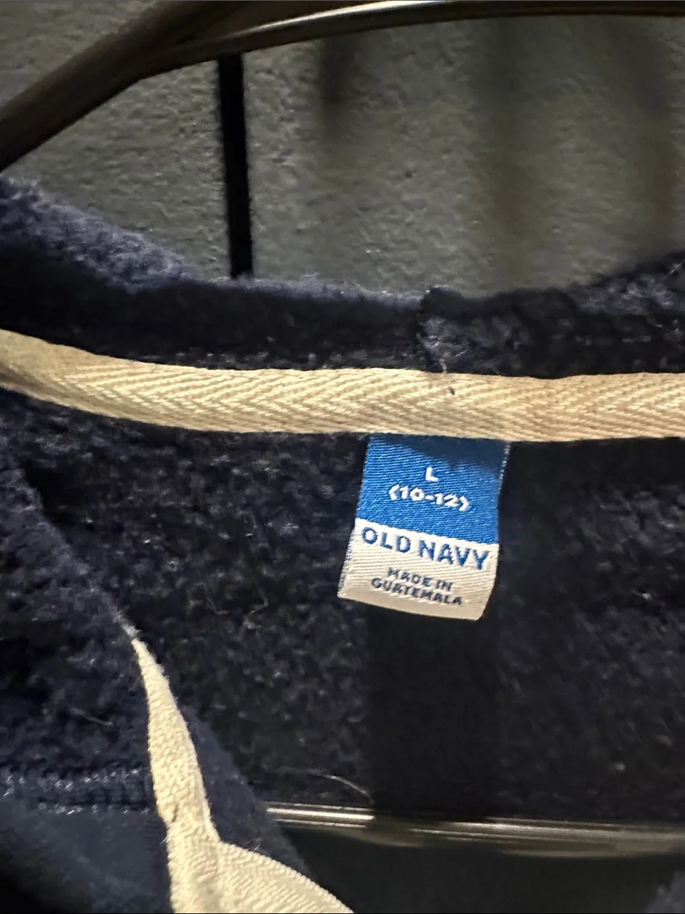 Old Navy Navy Blue Zip-Up Hoodie with Cream Trim